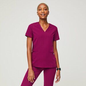 Figs Dark Magenta Casma™- Three-Pocket Scrub Top - Size XS